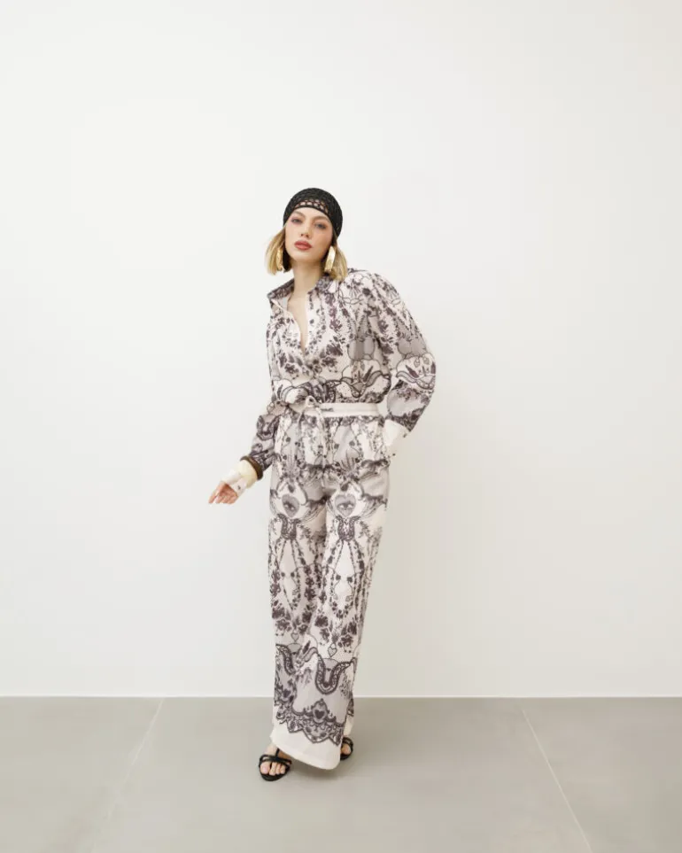 Coord-set stampato in misto lino – EC7917