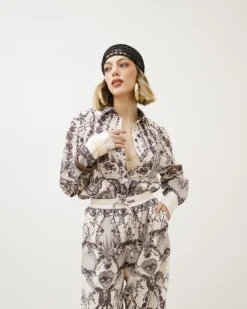 Coord-set stampato in misto lino – EC7917