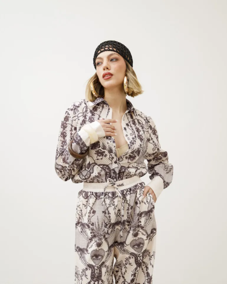 Coord-set stampato in misto lino – EC7917