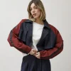 Giacca in denim combinata – V6786