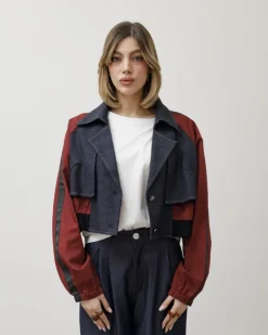 Giacca in denim combinata – V6786