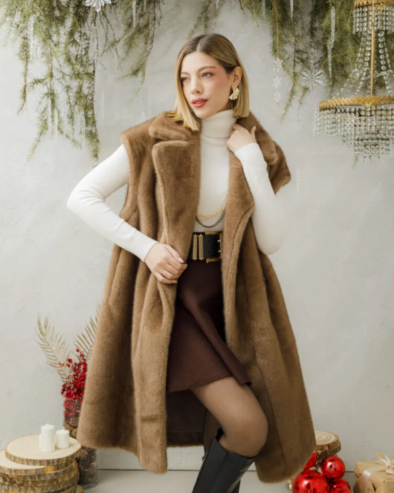 Gilet lungo in eco-fur – JOYV0477