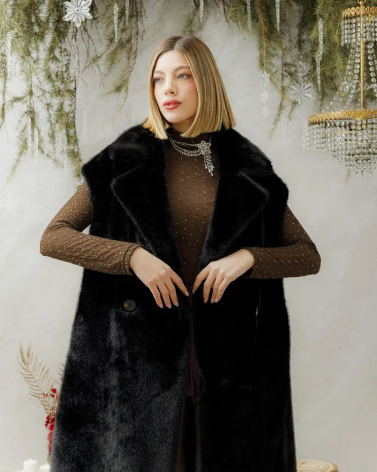 Gilet lungo in eco-fur – JOYV0477
