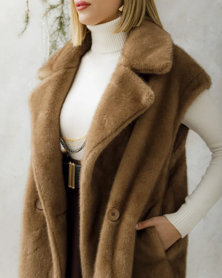 Gilet lungo in eco-fur – JOYV0477