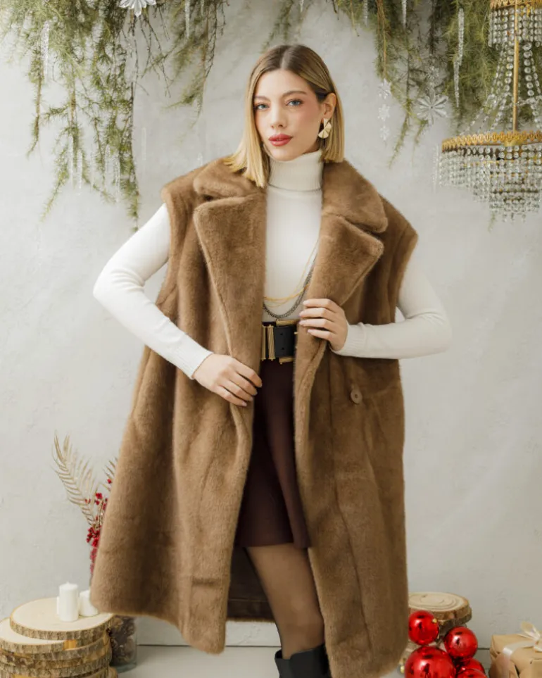 Gilet lungo in eco-fur – JOYV0477