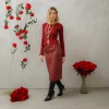 Gonna a tubino in simil-pelle con spacco – 26671