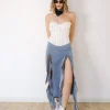 Gonna lunga in denim con spacchi – 24S02036