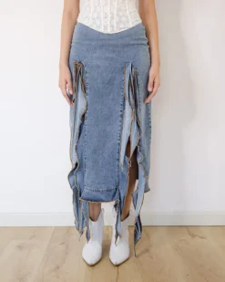 Gonna lunga in denim con spacchi – 24S02036