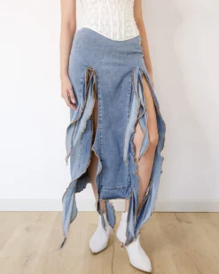 Gonna lunga in denim con spacchi – 24S02036