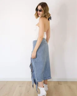 Gonna lunga in denim con spacchi – 24S02036