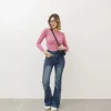 Jeans a zampa con cuciture blu marino – P5255