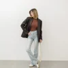 Jeans a zampa con cuciture blu chiaro – P5255