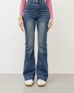 Jeans a zampa con cuciture blu marino – P5255