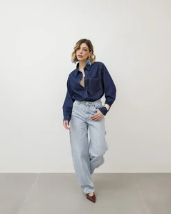 Jeans ballon cargo blu chiaro – 8498