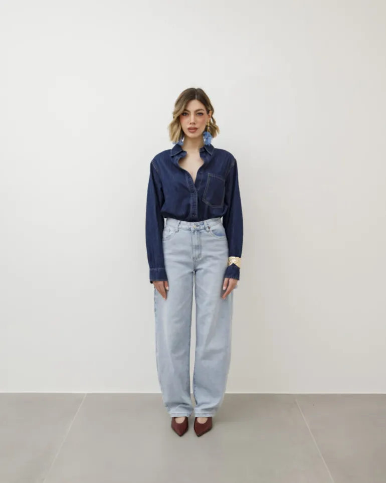 Jeans ballon cargo blu chiaro – 8498