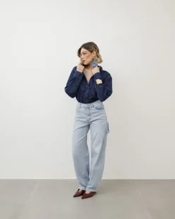 Jeans ballon cargo blu chiaro – 8498