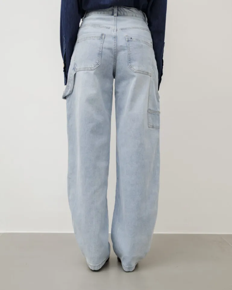 Jeans ballon cargo blu chiaro – 8498