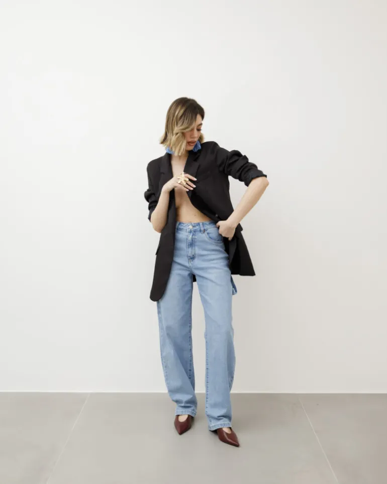Jeans ballon cargo blu slavato – 8401