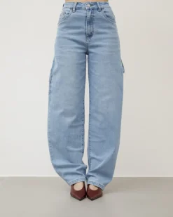 Jeans ballon cargo blu slavato – 8401