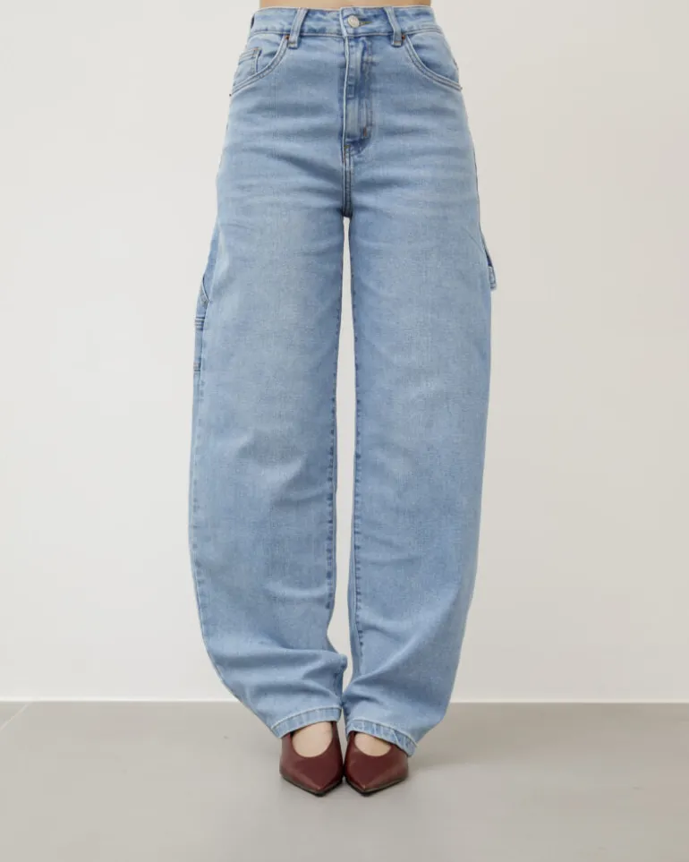 Jeans ballon cargo blu slavato – 8401