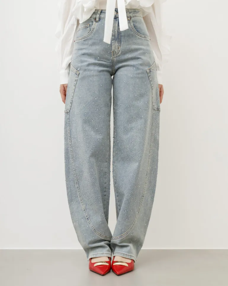 Jeans ballon con tasche e brillantini – 8759