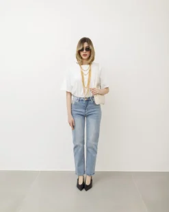 Jeans gamba dritta blu slavato – P7177