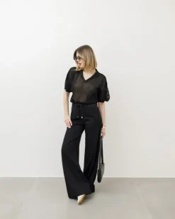 Jeans neri ampi in tencel – 8630