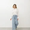 Jeans palazzo blu slavato con piega – 8685