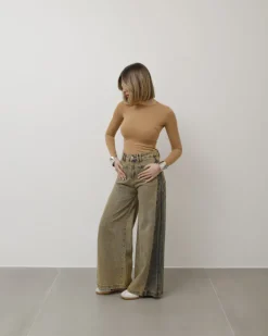 Jeans palazzo sabbiato bicolor – P4108
