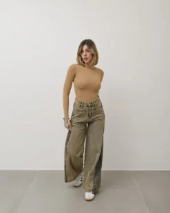 Jeans palazzo sabbiato bicolor – P4108