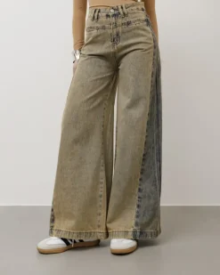 Jeans palazzo sabbiato bicolor – P4108