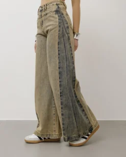 Jeans palazzo sabbiato bicolor – P4108