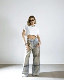 Jeans super baggy slavato- 16079