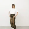 Jeans wide leg animalier con rotture – P5173