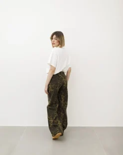 Jeans wide leg animalier con rotture – P5173