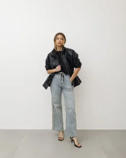 Jeans wide leg con bande laterali – 31886