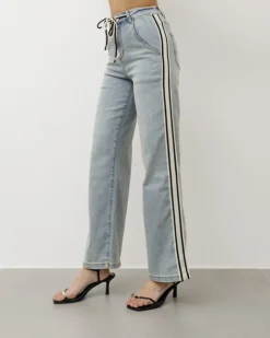 Jeans wide leg con bande laterali – 31886