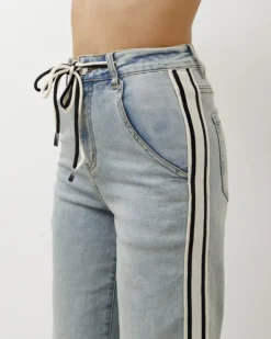 Jeans wide leg con bande laterali – 31886