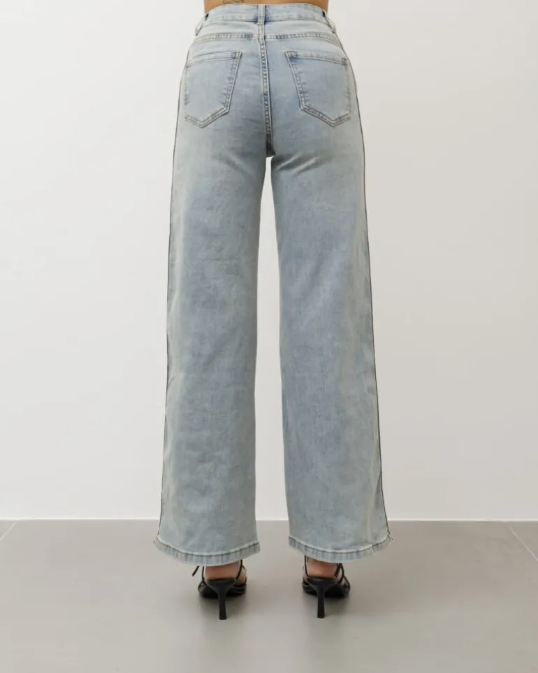 Jeans wide leg con bande laterali – 31886