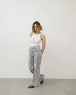 Jeans wide leg grigio chiaro – 8578
