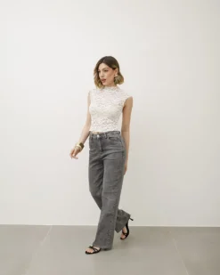 Jeans wide leg grigio scuro – XJ309