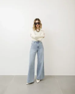 Jeans wide leg sabbiato – 8620