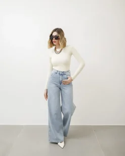 Jeans wide leg sabbiato – 8620