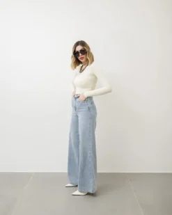 Jeans wide leg sabbiato – 8620