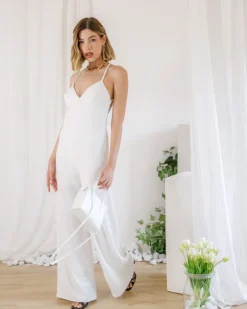 Jumpsuit con incrocio bianca – 9511