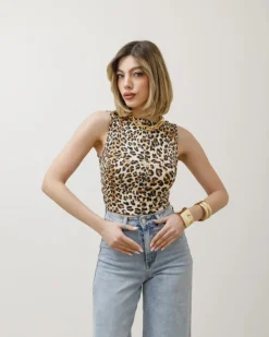 Maglia animalier scollo halter – 23238