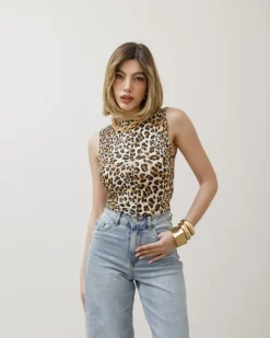 Maglia animalier scollo halter – 23238