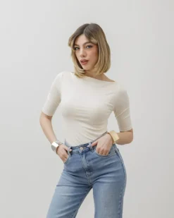 Maglia con scollo e manica midi – 8159