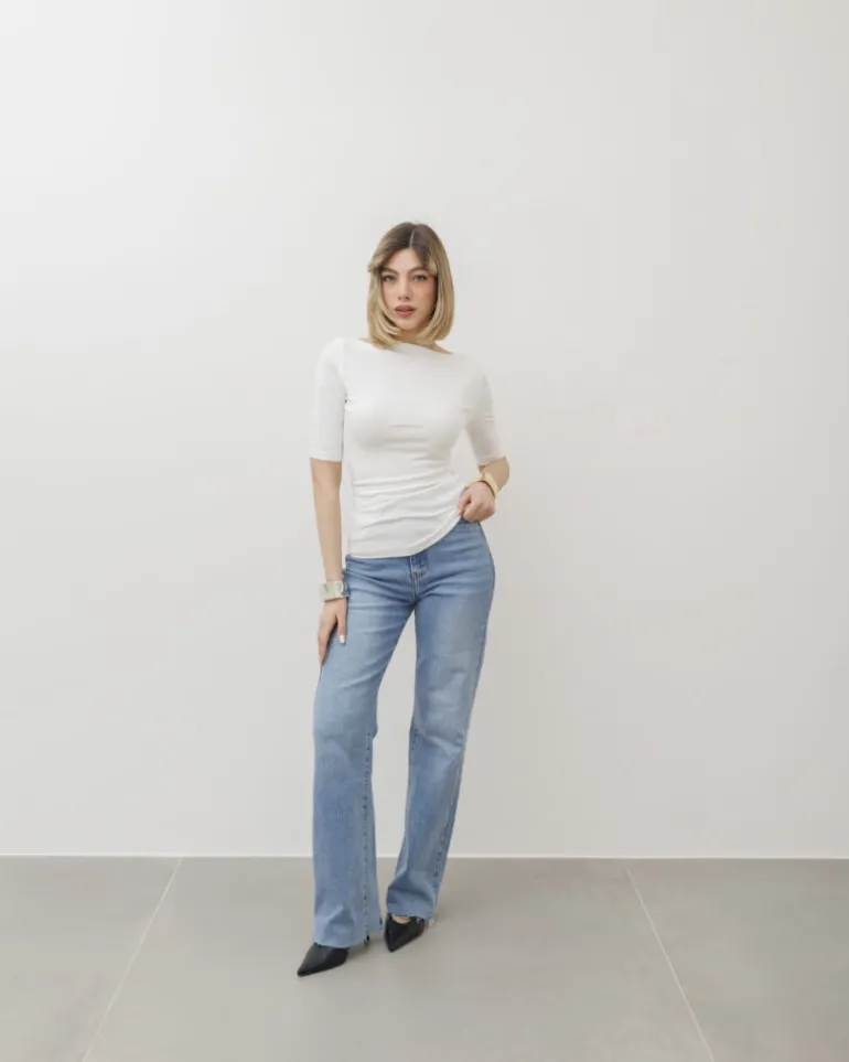 Maglia con scollo e manica midi – 8159