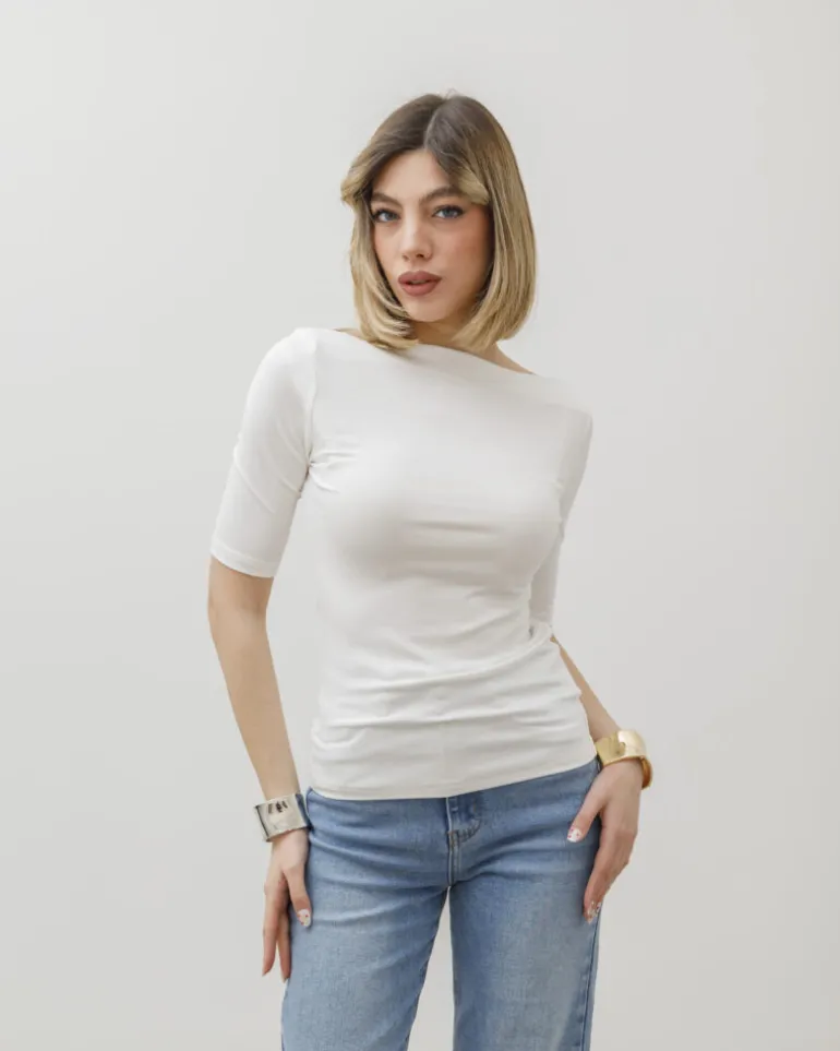 Maglia con scollo e manica midi – 8159